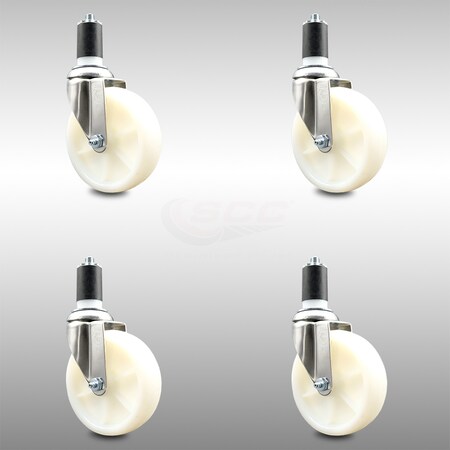 Service Caster 5 Inch 316SS Nylon Wheel Swivel 1-1/2 Inch Expanding Stem Caster Set SCC SCC-SS316EX20S514-NYS-112-4